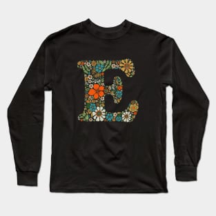 Hippie Floral Letter E Long Sleeve T-Shirt